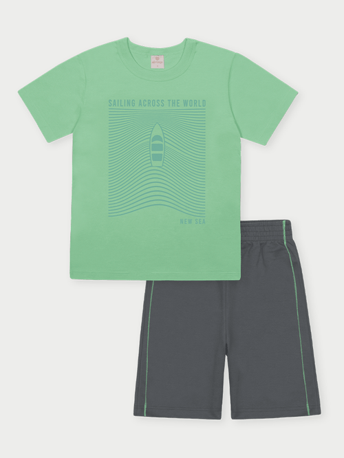 Conjunto Menino Verde Vermelho Abrange