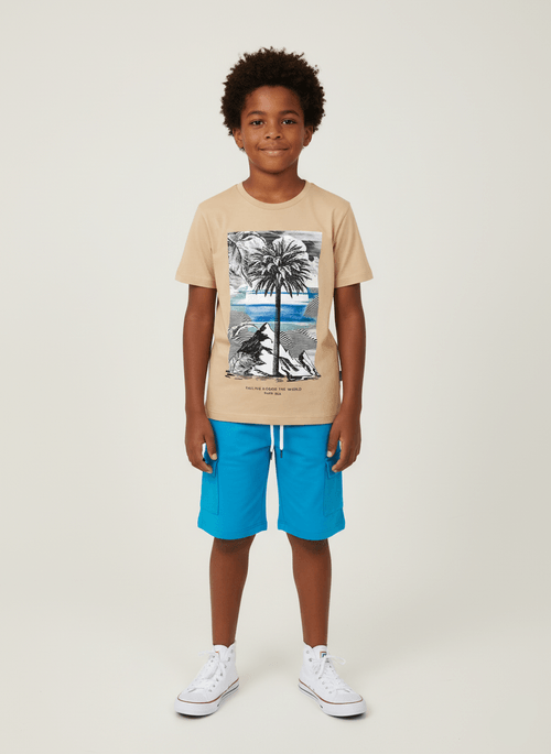 Conjunto Menino Tropical Bege Abrange
