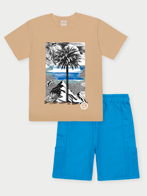Conjunto Menino Tropical Bege Abrange