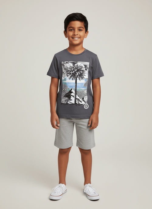Conjunto Menino Tropical Chumbo Abrange