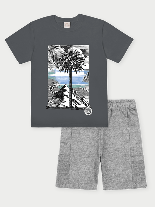 Conjunto Menino Tropical Chumbo Abrange