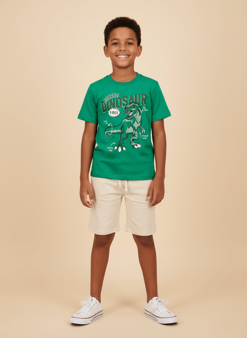 Conjunto Menino T-Rex Verde Abrange