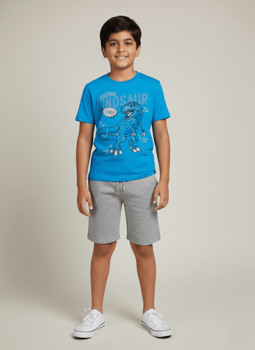 Conjunto Menino T-Rex Azul Abrange