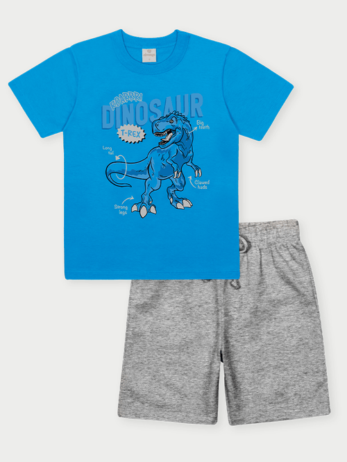 Conjunto Menino T-Rex Azul Abrange