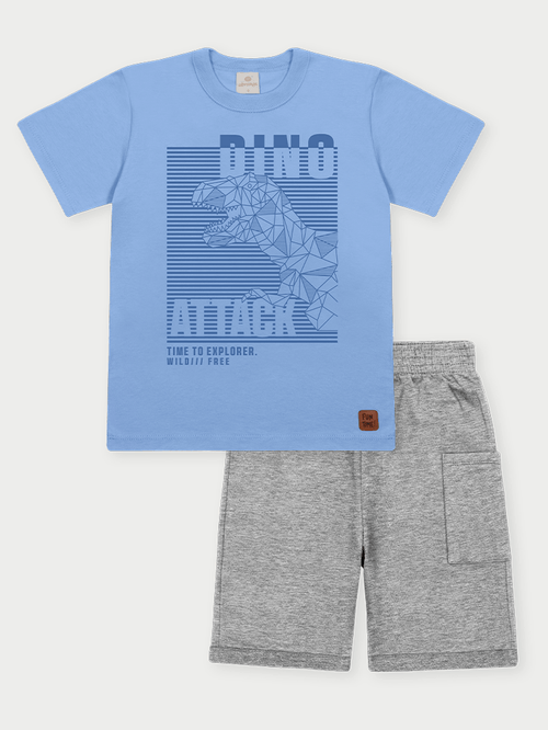 Conjunto Menino Dino Attack Azul Abrange