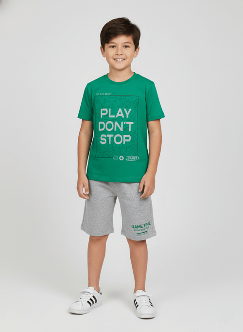 Conjunto Menino Play Don't Stop Verde Abrange