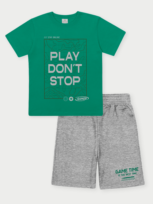Conjunto Menino Play Don't Stop Verde Abrange