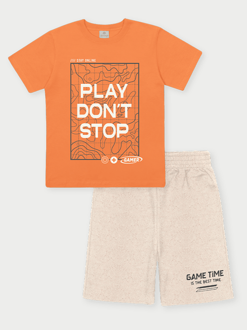 Conjunto Menino Play Don't Stop Laranja Abrange