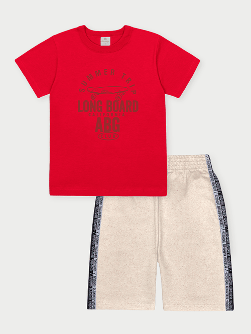 Conjunto Menino Long Board Vermelho Abrange