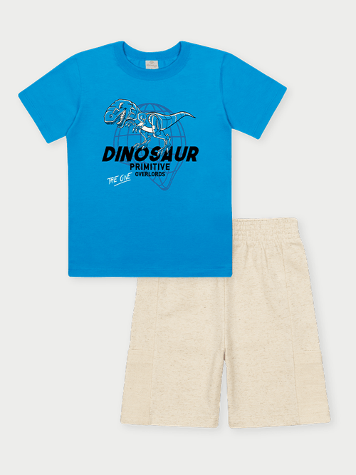 Conjunto Menino Dinosaur Primitive Azul Abrange
