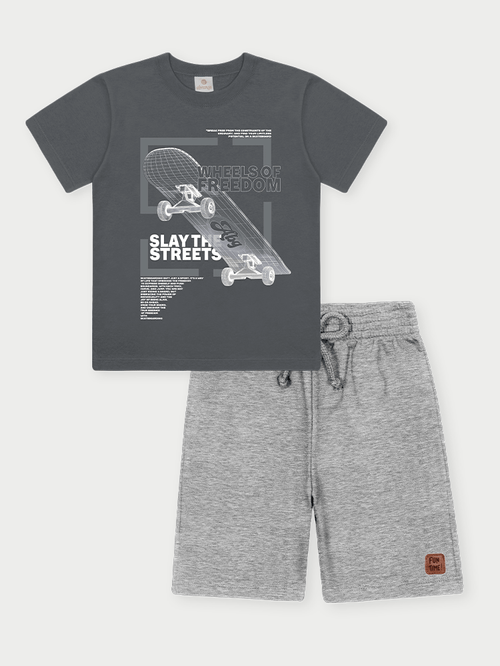 Conjunto Menino Wheels Of Freedom Chumbo Abrange