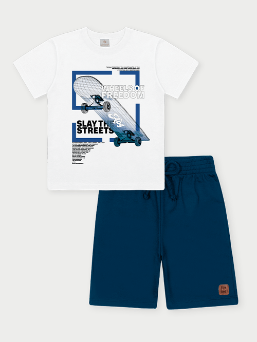 Conjunto Menino Wheels Of Freedom Branco Abrange