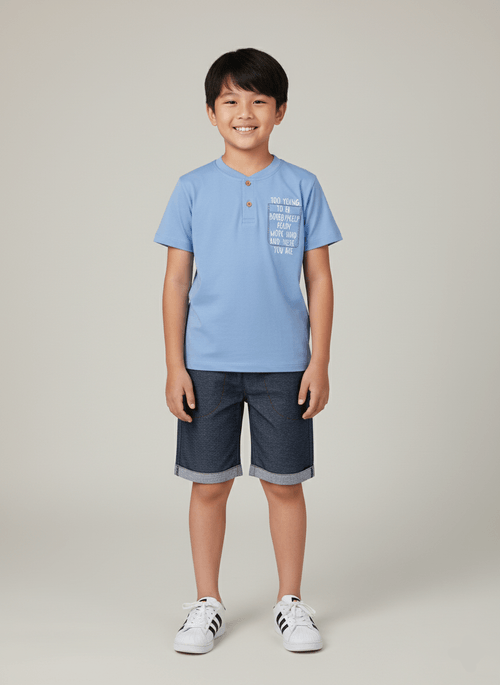 Conjunto Menino Too Young Azul Abrange