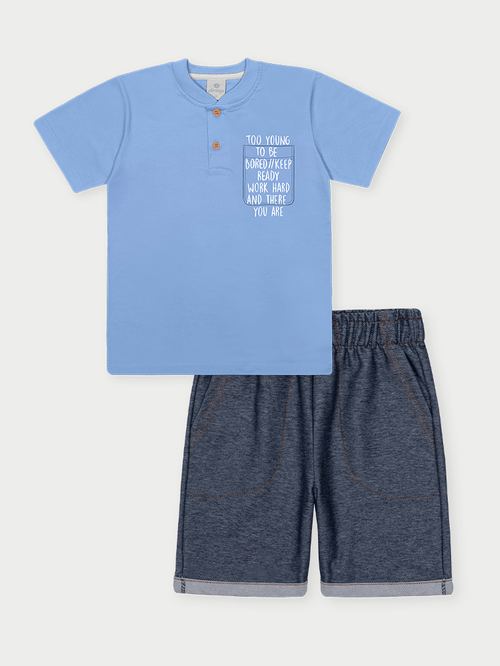 Conjunto Menino Too Young Azul Abrange