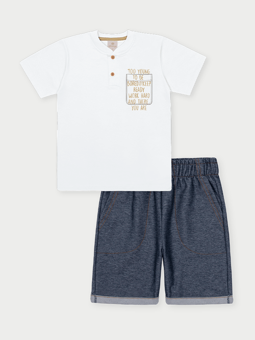 Conjunto Menino Too Young Branco Abrange
