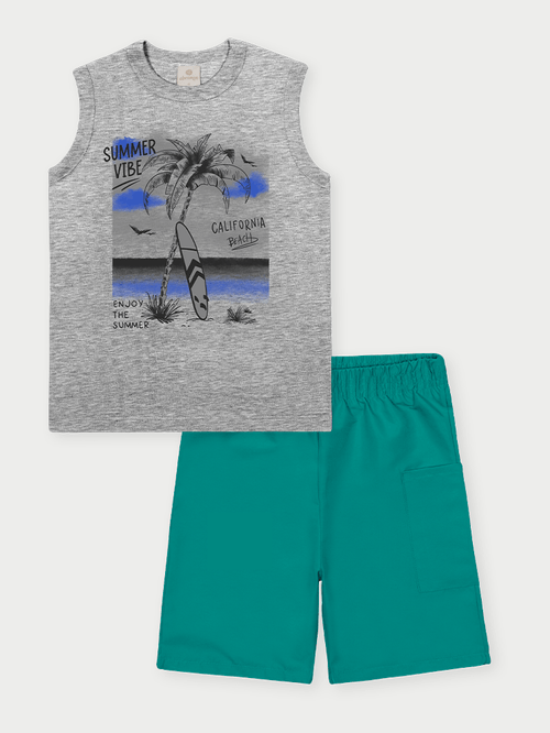 Conjunto Menino California Cinza Abrange
