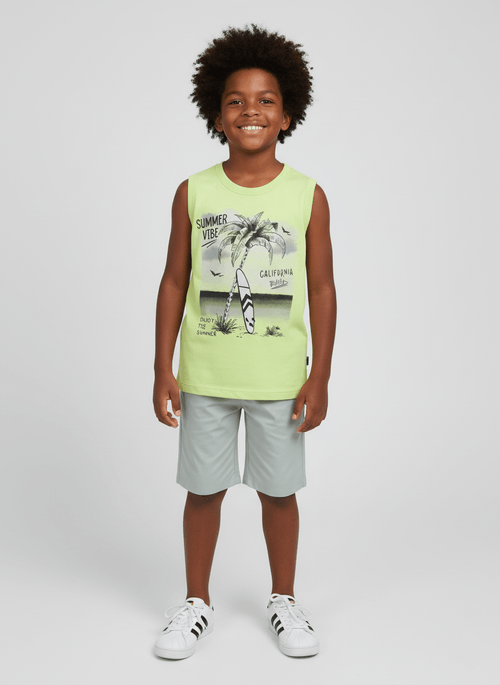 Conjunto Menino California Verde Flour Abrange