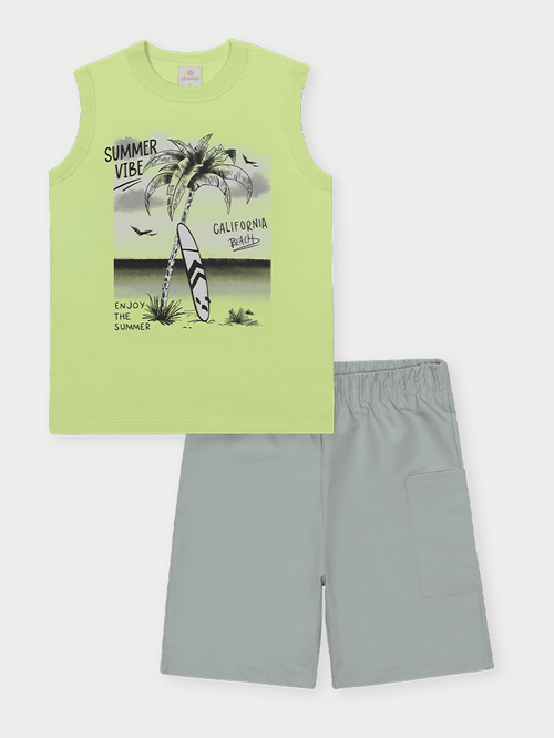 Conjunto Menino California Verde Flour Abrange