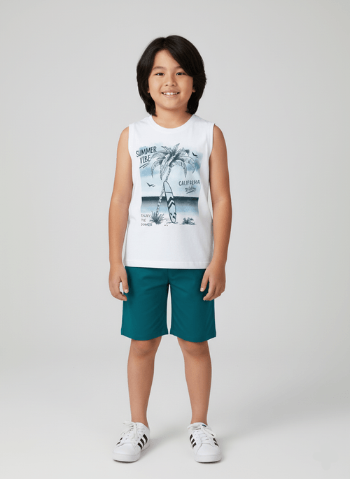 Conjunto Menino California Branco Abrange