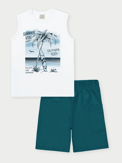 Conjunto Menino California Branco Abrange