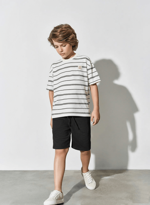 Conjunto Menino Listrado Preto Kippos