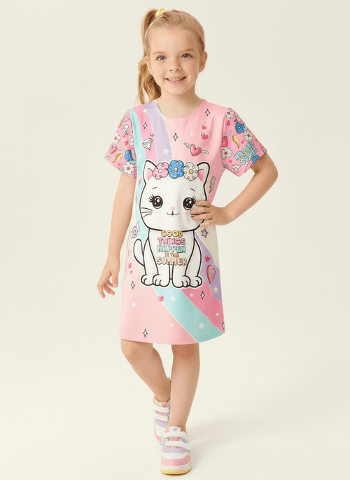 Vestido Gatinho Rosa Abrange