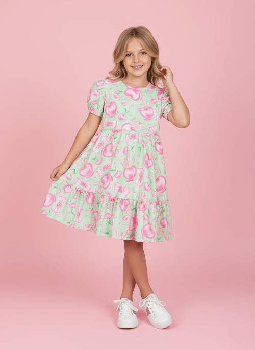 Vestido Infantil Menina Coração do Amor Lilás Mundo Cinti