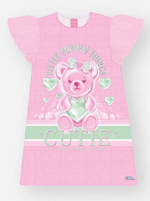 Vestido Infantil Menina Ursinha Rosa Mundo Cinti