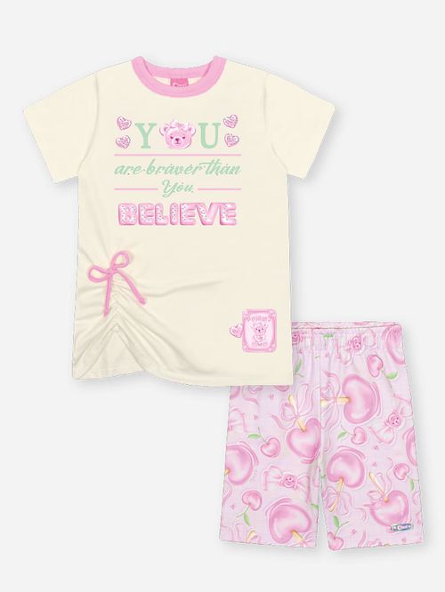 Conjunto Infantil Menina Corações do Amor Lilás Mundo Cinti