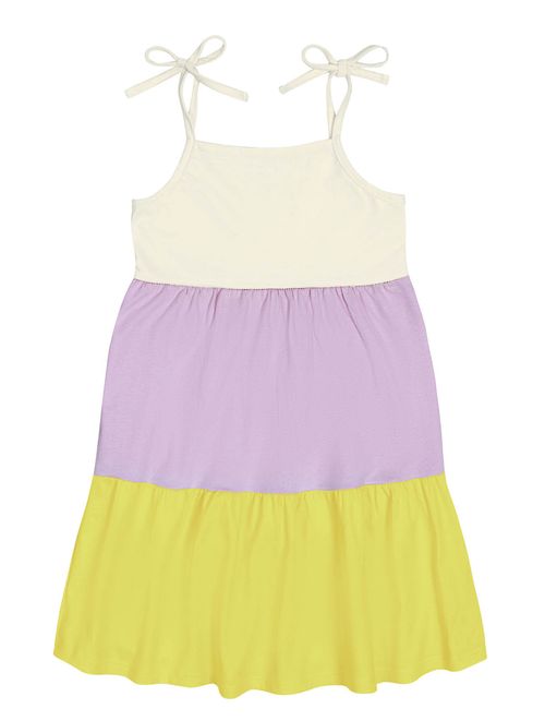 Vestido Três Marias Natural, Lilás E Verde Abrange