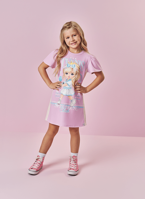 Vestido Infantil Menina Tennis Club Lilás Mundo Cinti