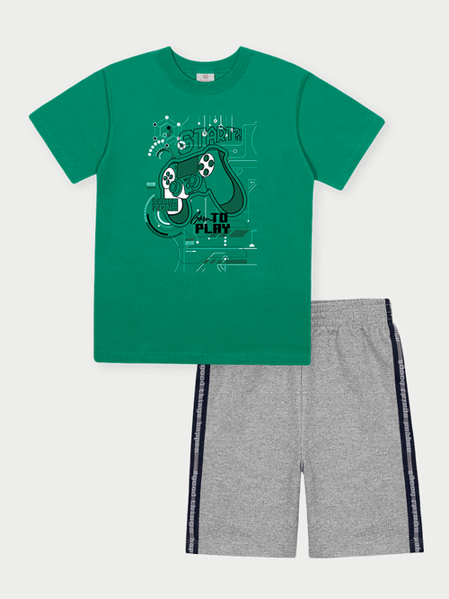 Conjunto Menino Gamer Zone Verde Abrange