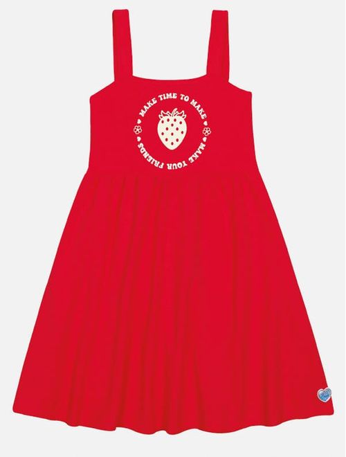 Vestido Infantil Menina Tutti-Frutti Com Laço Costas Vermelho Mundo Cinti