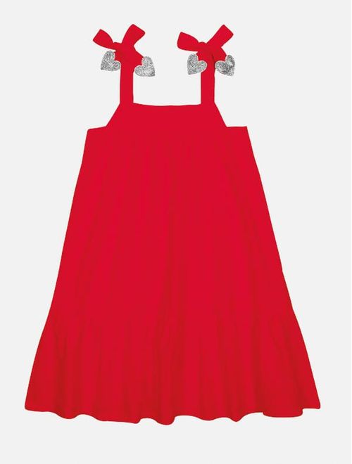Vestido Infantil Menina Com Laço Vermelho Mundo Cinti