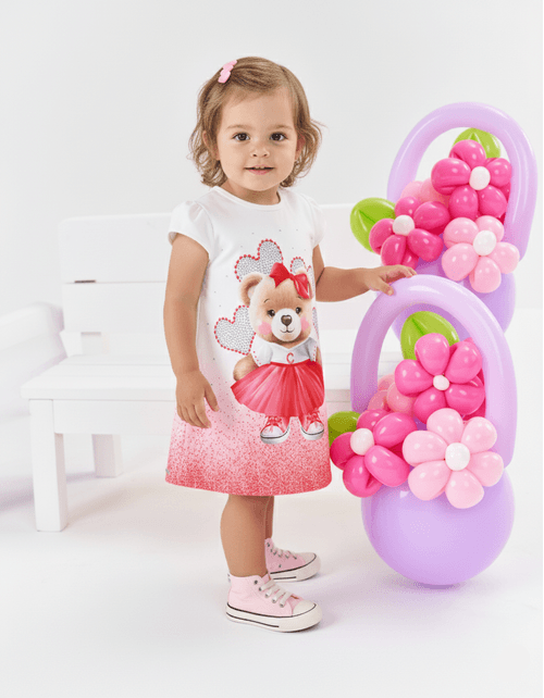 Vestido Bebê Menina Ursinha Vermelho Mundo Cinti