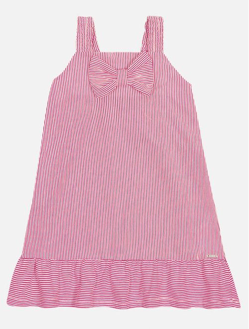 Vestido Bebê Menina Listrado Com Laço Rosa Mundo Cinti