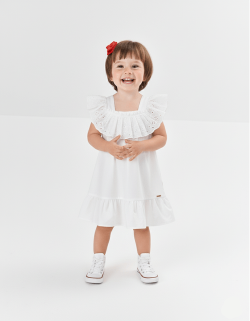 Vestido Bebê Menina Com Laise Branco Mundo Cinti