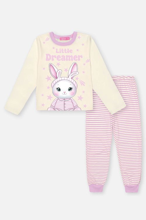 Pijama Infantil Menina Blusa E Calça Listrada Lilás Mundo Cinti