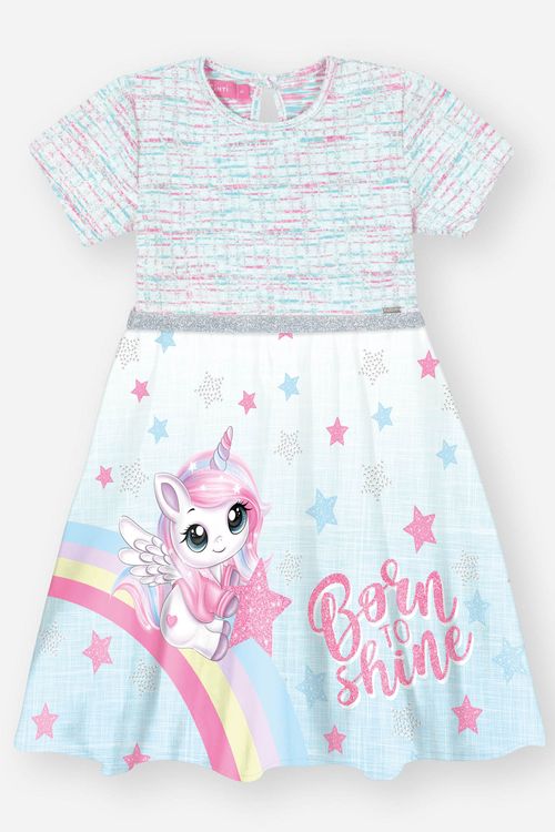 Vestido Infantil Menina Born To Shine Azul Mundo Cinti