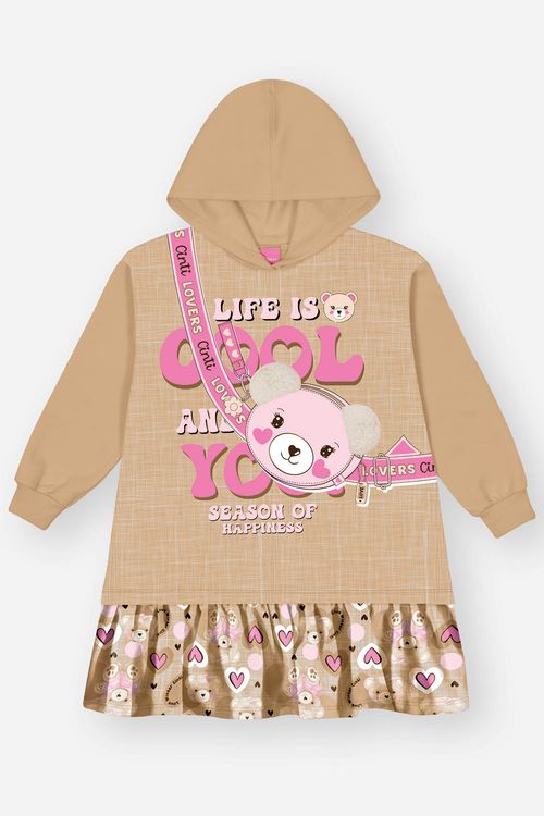Vestido Infantil Menina Bolsa Bege Mundo Cinti