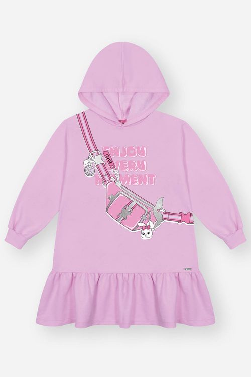 Vestido Infantil Menina Enjoy Every Moment Lilás Mundo Cinti