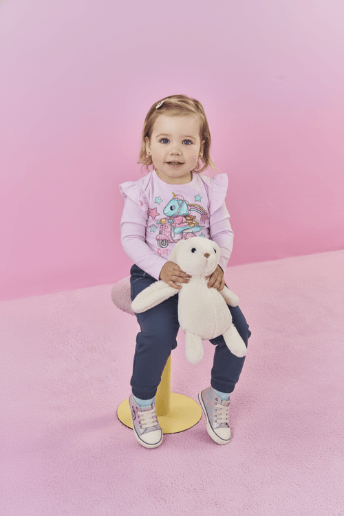 Conjunto Bebê Menina Body Dinossauro E Calça Lilás Mundo Cinti