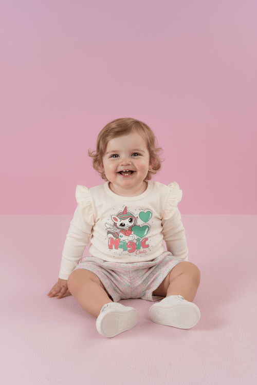 Conjunto Bebê Menina Blusa E Short Magic Verde Mundo Cinti