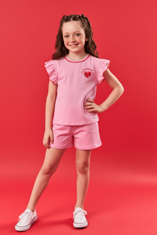 Blusa Infantil Menina Strawberry Rosa Cinti