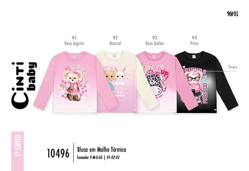 Blusa Térmica Manga Longa Bebê Menina Mundo Cinti