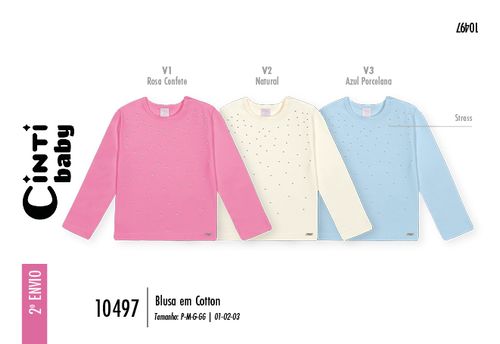 Blusa Manga Longa Bebê Menina com Strass Mundo Cinti