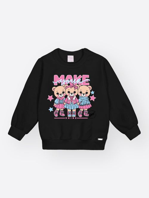 Blusão Felpado Bebê Menina Ursas Make Your Shine Mundo Cinti