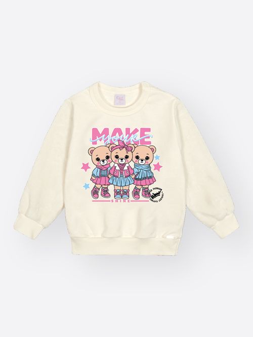 Blusão Felpado Bebê Menina Ursas Make Your Shine Mundo Cinti