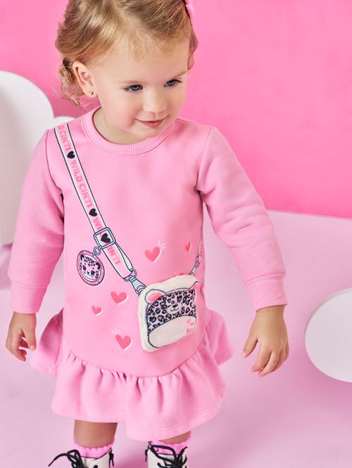 Vestido de Inverno Bebê Menina com Bolsa Wild Mundo Cinti