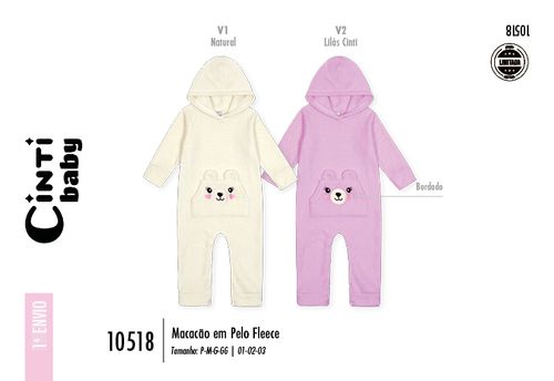 Macacão Pelo Bebê Menina Rostinho Ursa Bordado Mundo Cinti